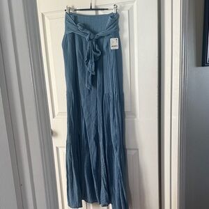 Free People Blue Wide-Leg Pants